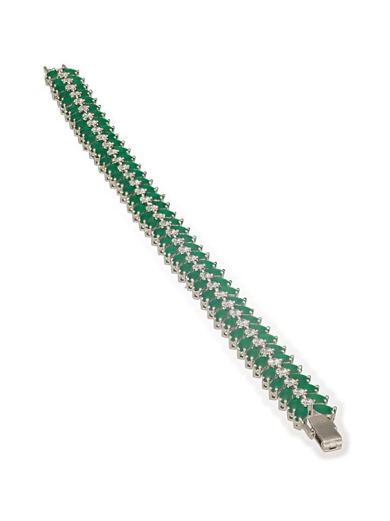 Silver Plated Emerald Green Designer Luxe Wraparound Tennis Bracelet view 9
