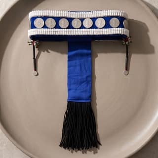Traditional Northeast Tribal Coin & Beaded Velvet Headband (Kotip / Headpiece)