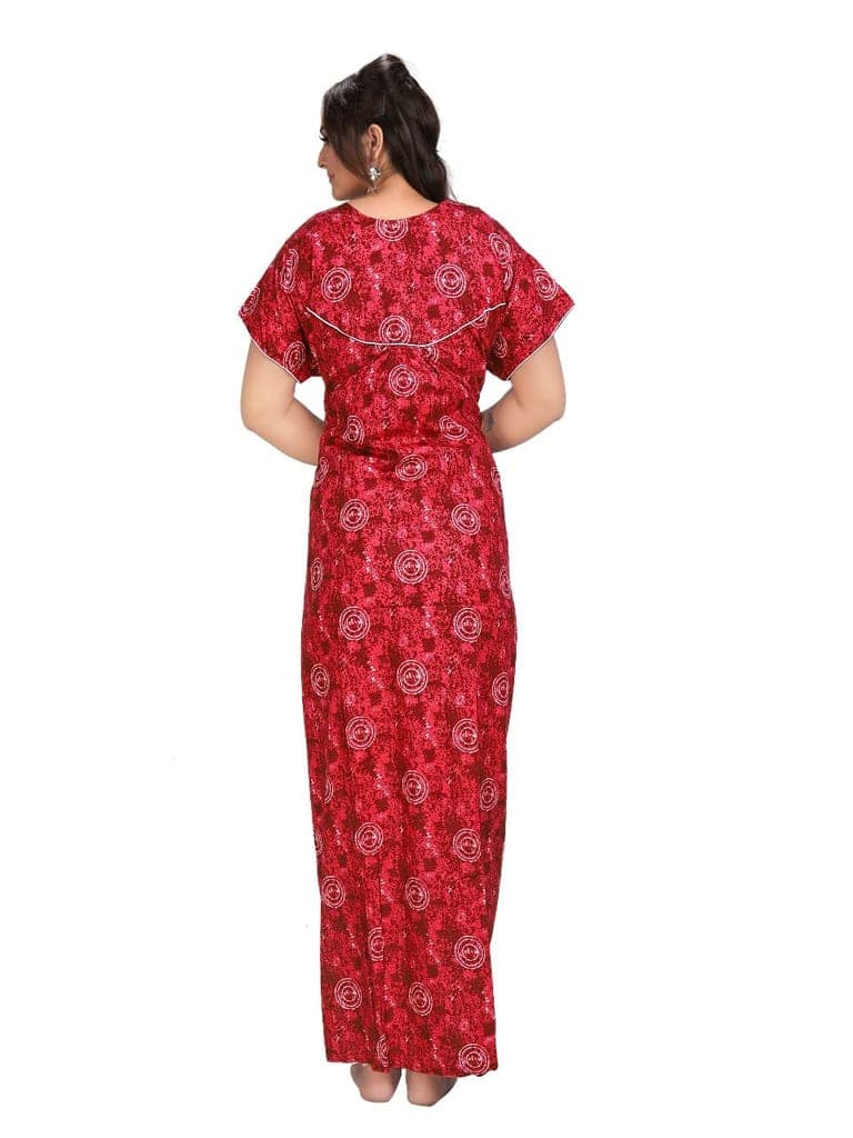 VALENCIA SLEEPWEAR Premuim Cotton Printed Night Gown Nighty Maxi Pink view 2