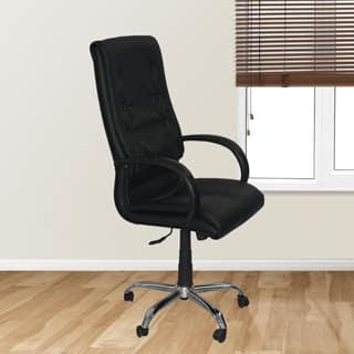 AMM 1018 Leatherite High Back Chair W/Chrome Base||Black||Office Chair