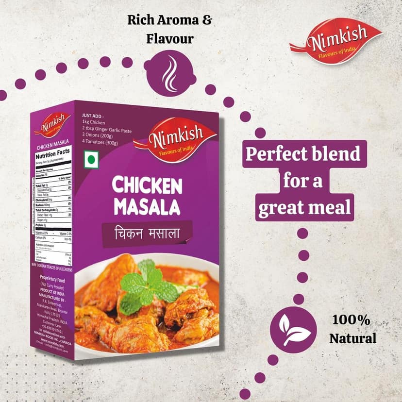 Nimkish Chicken Masala | 100g | Himalayan Spice Blend | No Artificial Colours | Made in Kullu view 3