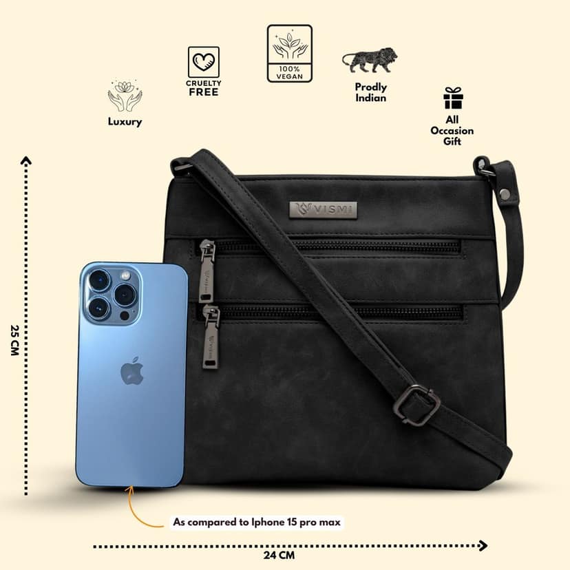 VISMIINTREND Sling Bag for Women | Crossbody Messenger Bag | Pu Leather Stylish Shoulder Bag | Water Resistant Adjustable Strap view 4