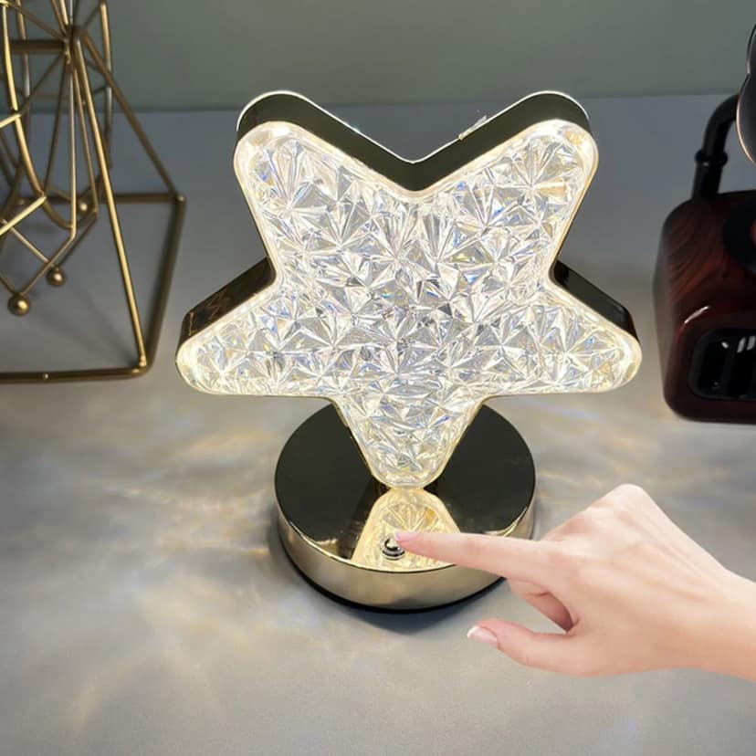 Crystal Diamond Lamp – USB Rechargeable, Dimmable LED