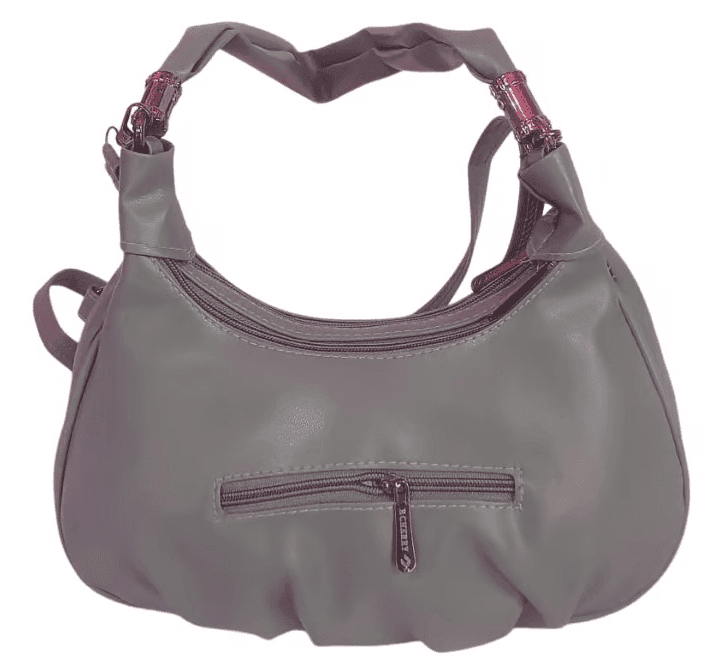 Women's Handbag - Grey Shoulder Bag with Colorful Circle Accents view 2