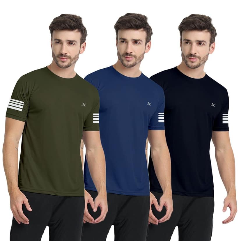 FTX Men Solid Round Neck Tshirt Pack Of 3