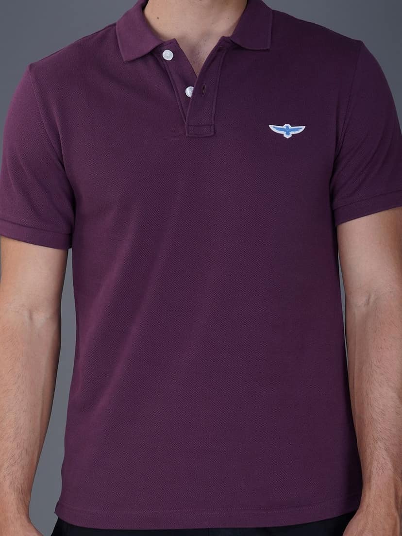 Solid Polo Shirt - DARK PURPLE view 5