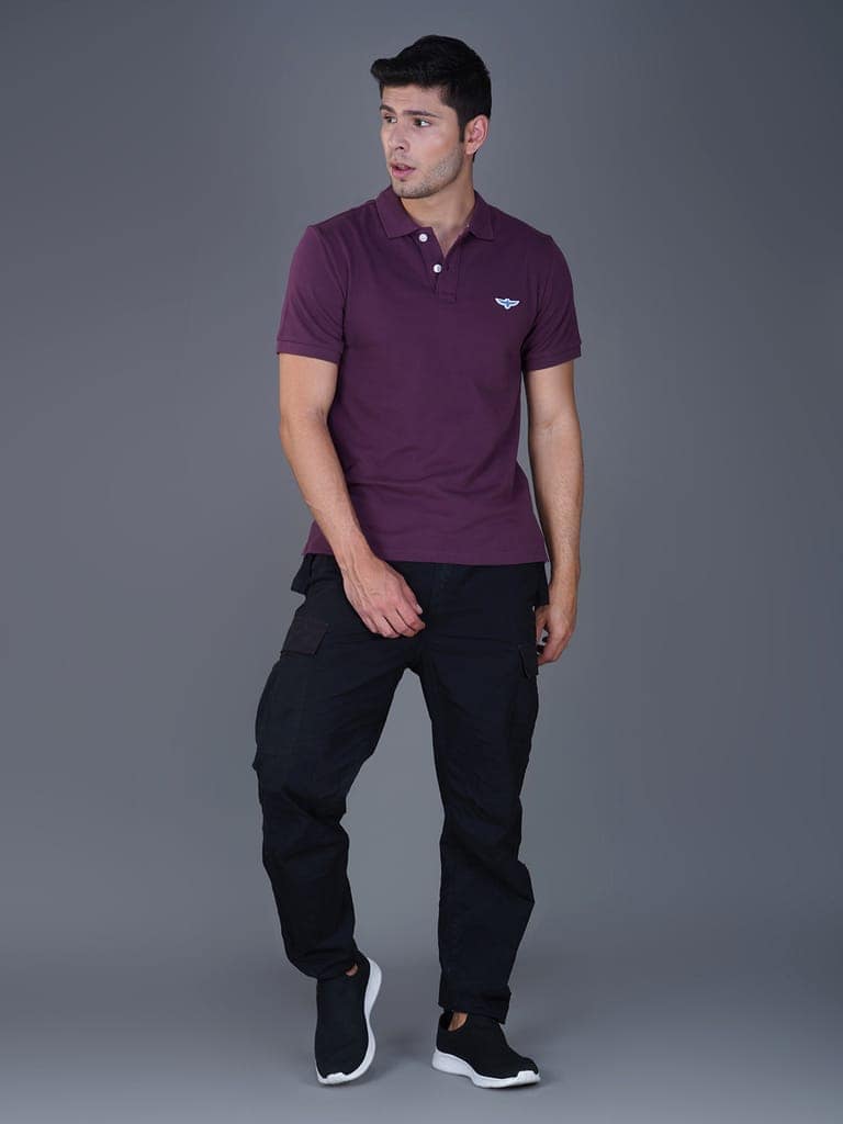 Solid Polo Shirt - DARK PURPLE view 6