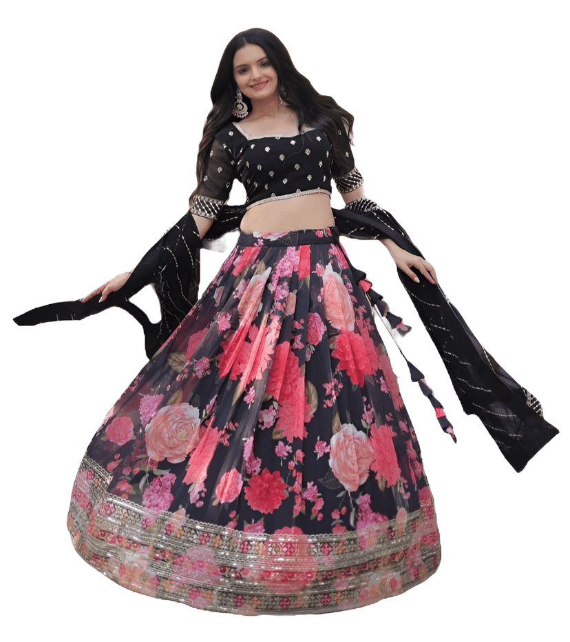Multi Colour Lehenga Choli Readymade Stitched For Wedding Women Partywear Skirt Ready To Wear