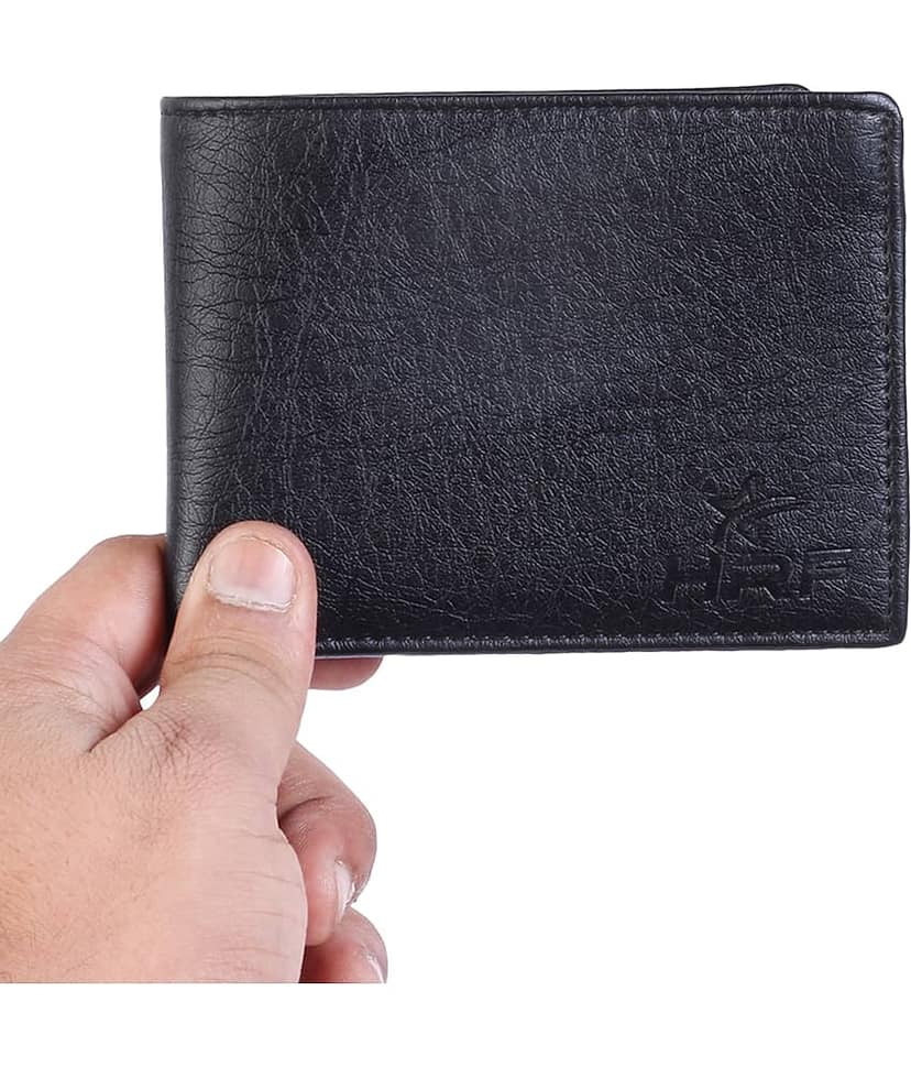HRFSTAR PU Solid Men's Regular Wallet With 10 Slots For Card ( Black , Pack of 1 )