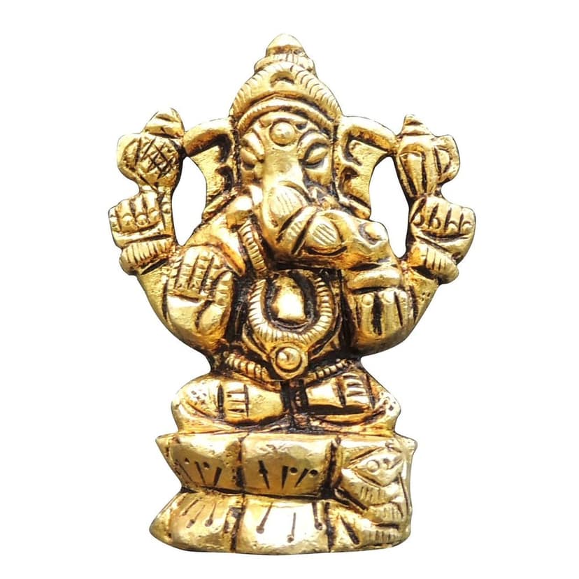 Brass Showpiece Ganesh Ji God Idol Statue, Height : 2.2 Inch (BSMAS1474 G) view 2