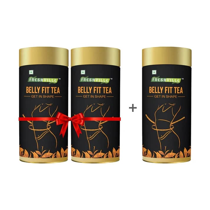 Freshville Belly Fit Tea | Pure & Natural | Tea for Weight Loss & Glowing Skin | Tummy Reduction, Prevent Ageing Signs | Rich in Antioxidants | Purifying & Cleansing | Garcinia, Cinnamon, Gin