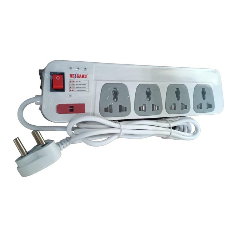 Indian-Made: Regard SpikeGuard (1.5m wire length ,4 Sockets , White) - Quality Copper, Sturdy Build, Built-in Protection view 2