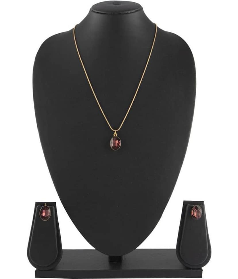 JFL Crystal Pendant with Chain and Earrings Set for Women & Girls view 2