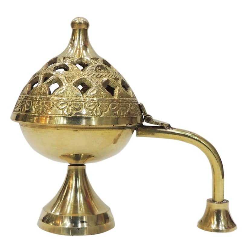 Brass Bakhoor Burner | Decorative Dhuna Lobaan Dan For Home & Temple, Height : 5 Inch (ZMAS545 N) view 2