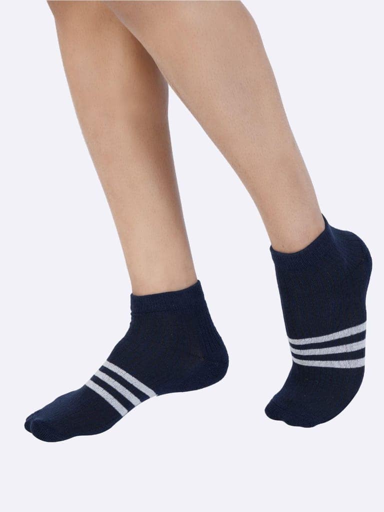 AirGarb Stylish Striped Low Ankle Cotton Socks for Men and Women: Comfortable Cushioning & Breathable Design Pack of 6 - LST6B2M2A2 (Free Size) Multi Color view 2