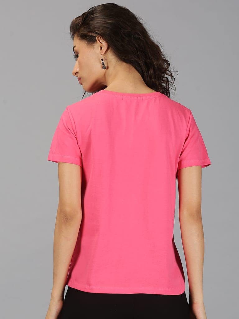 Cotton Pink Graphic Casual T-Shirt view 4