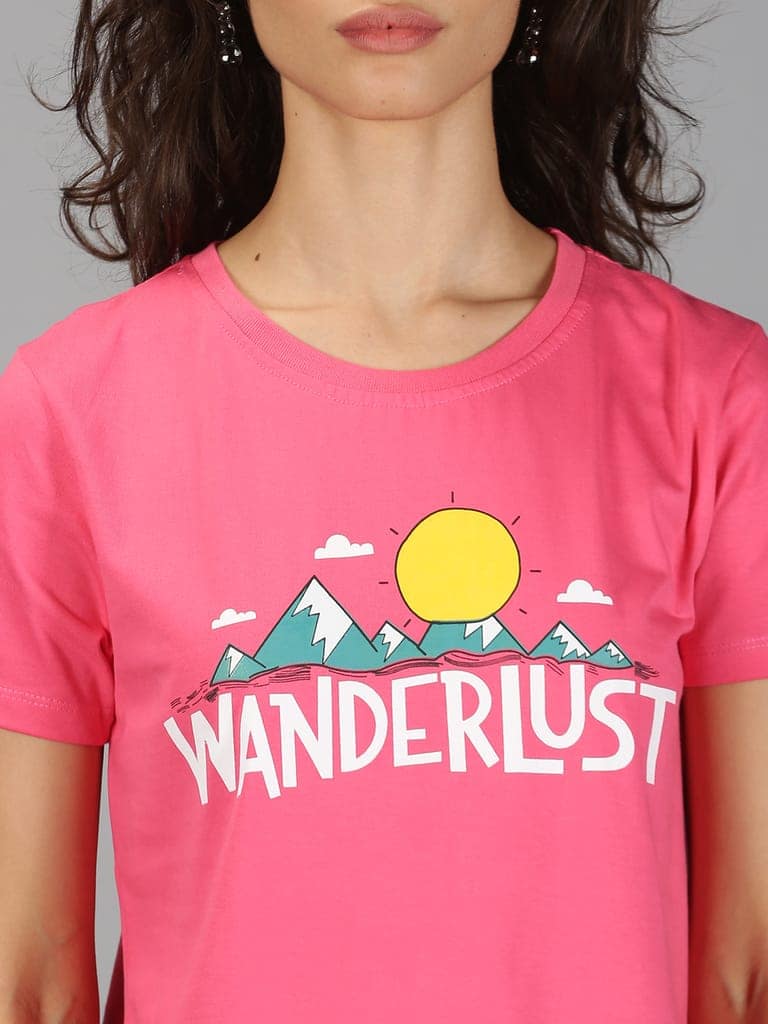 Cotton Pink Graphic Casual T-Shirt view 5