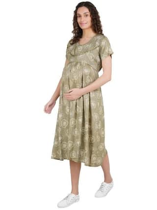 KOI SLEEPWEAR Women's Cotton Maternity Gown Maxi Night Gown for Pregnant Women
