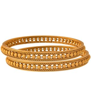 JFL - Traditional Ethnic One Gram Gold Plated Golden Bead Designer Bangle Set for Women