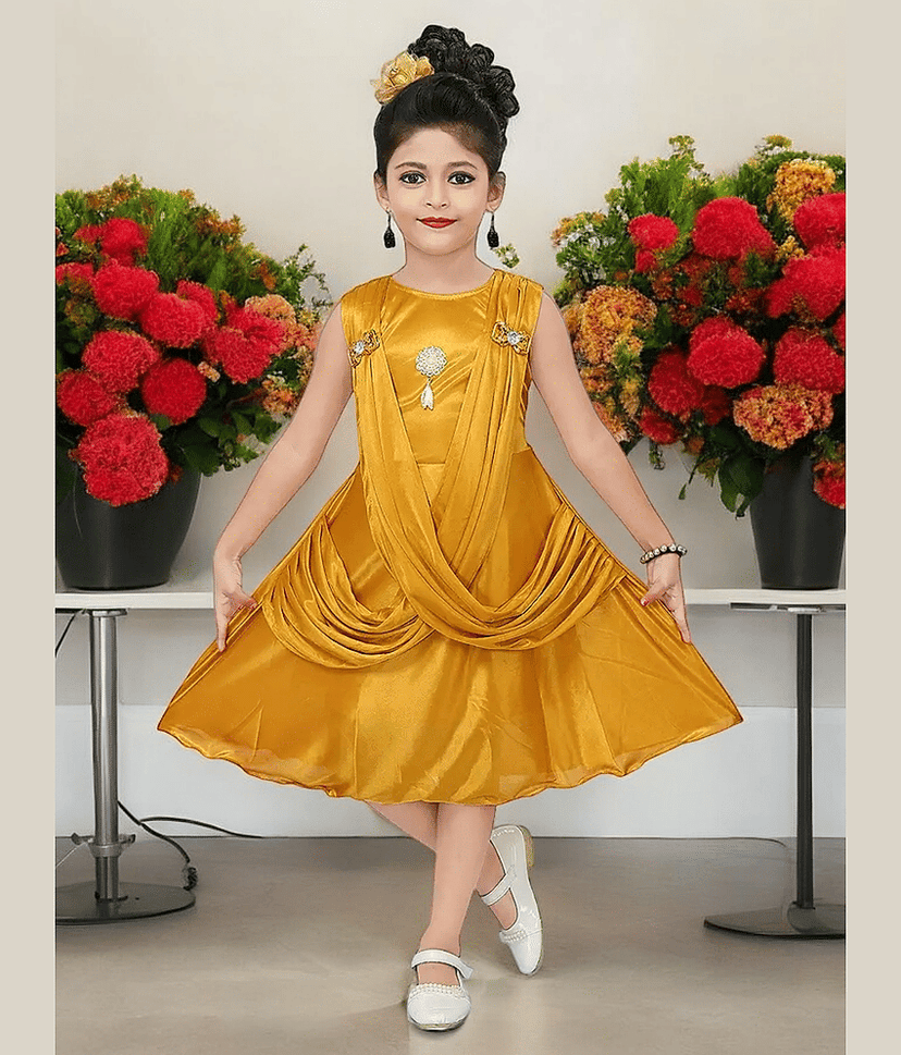 Mullick the designer Pack of 1 Baby Girls Polyester Frock ( Yellow )