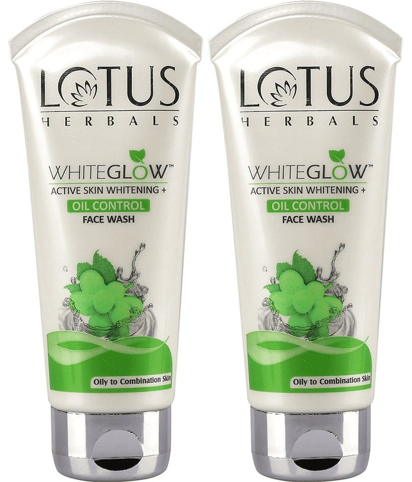 Lotus Herbals Whiteglow Active Skin Whitening + Oil Control Face Wash 50g ( Pack Of 2 )