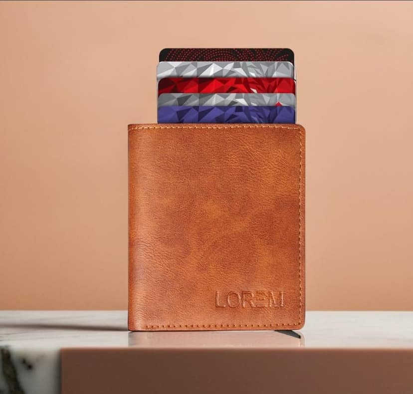 Premium Faux Leather Wallet for Men, 9 Card Slots, Coin Box, 18.3 cm, Tan Brown view 2