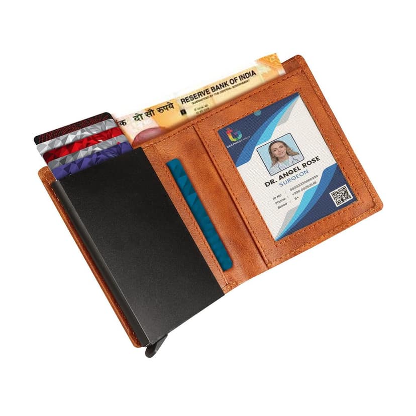 Premium Faux Leather Wallet for Men, 9 Card Slots, Coin Box, 18.3 cm, Tan Brown view 7