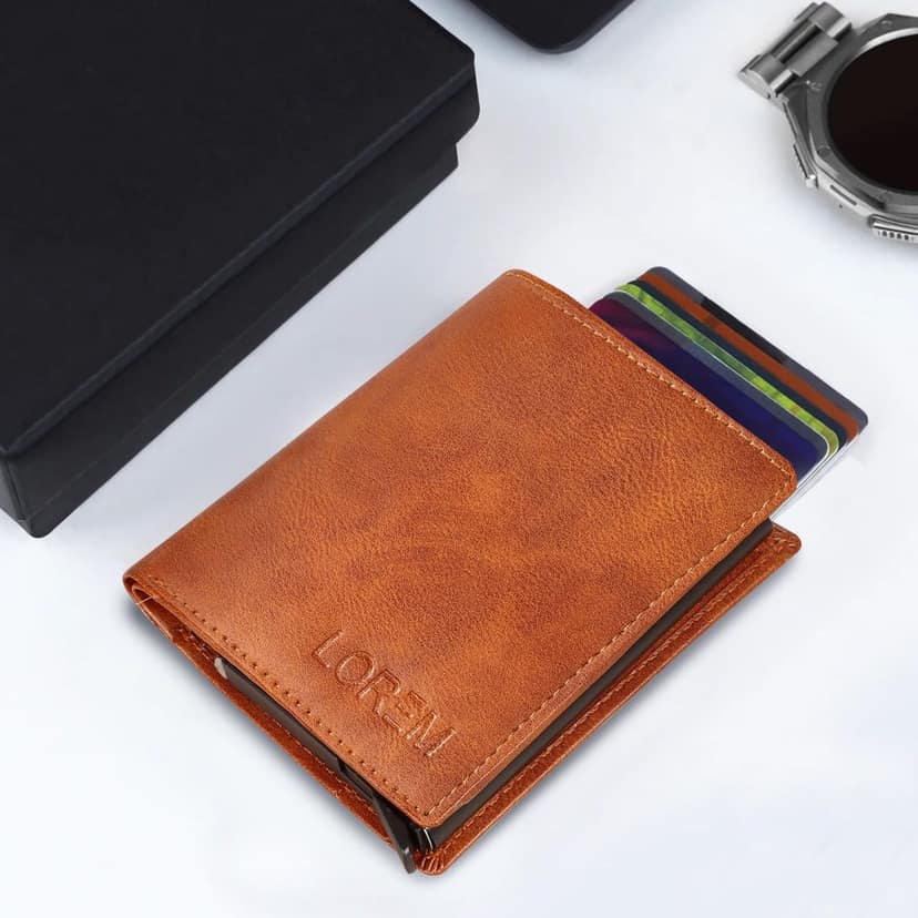 Premium Faux Leather Wallet for Men, 9 Card Slots, Coin Box, 18.3 cm, Tan Brown view 8