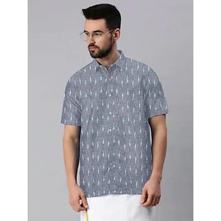 OMSAIFAB Men Self Design Casual Silver Shirt