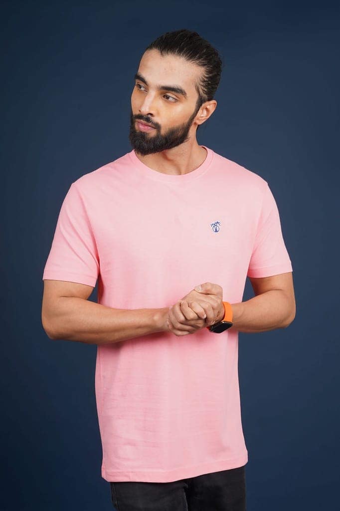 Men's Coral Solid Crew Neck T-Shirt view 2