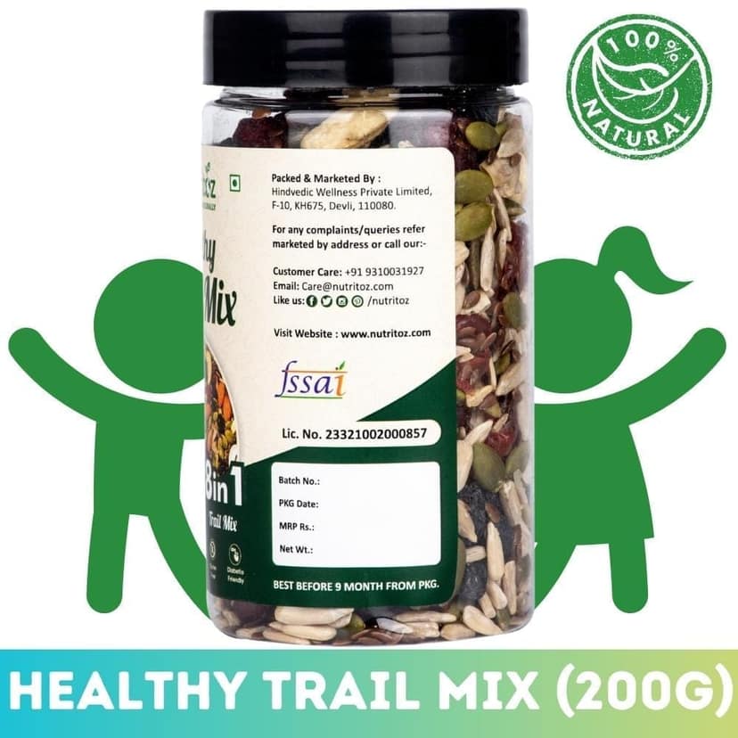 Nutritoz Premium 8 in 1 Healthy Trail Mix with Nuts, Seeds & Berries Packed with Nutrient-Rich Snack Blend with Protein, Fiber, Omega-3, Calcium, Iron and Antioxidants for Weight Management & Active Lifestyle. view 4