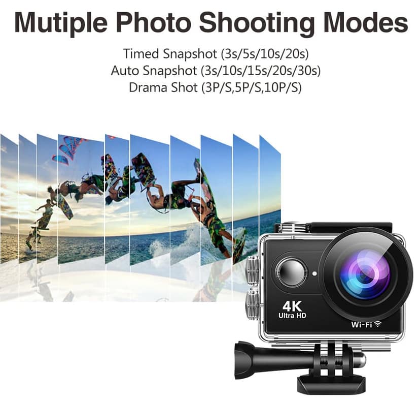 AUSHA 4K Ultra HD Action Camera with 60FPS, EIS Anti-Shake, Wi-Fi App Control, 170° Lens, Waterproof Case view 10