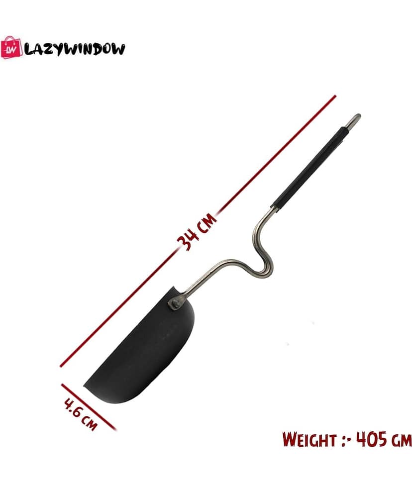 LAZYWINDOW Non Coated Iron Tadka Pan Induction Bottom without Lid 12 cm Diameter 0.5 Ltr view 2
