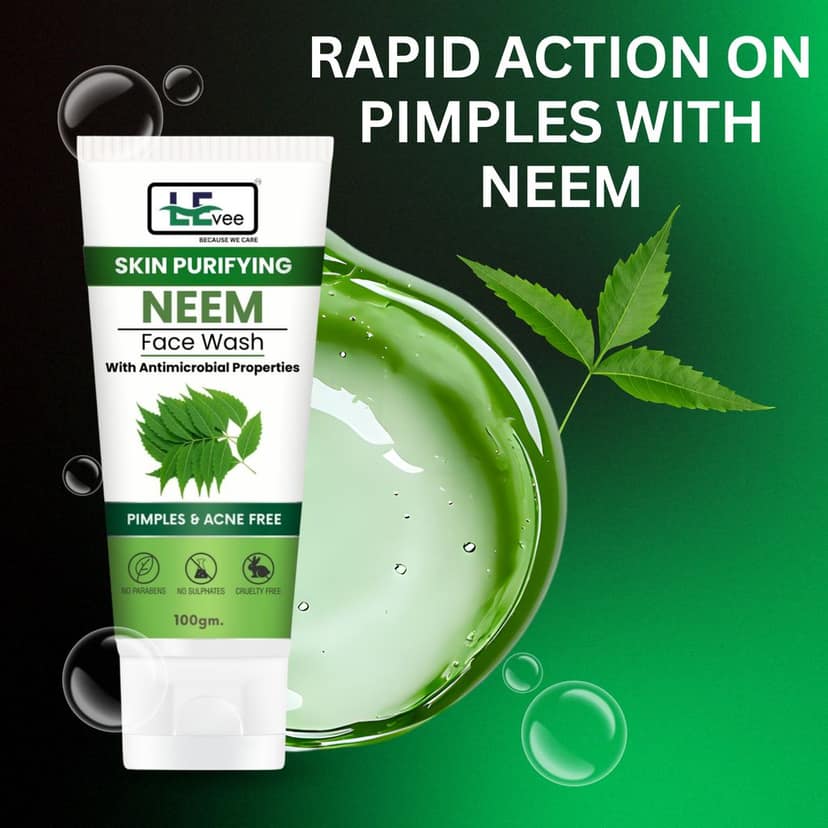LEvee Skin Purifying Neem Face Wash for Men & Women | pH Balanced Cleanser for Acne & Pimple Control | With Natural Neem & Aloevera | For All Skin Types | 100ml view 2