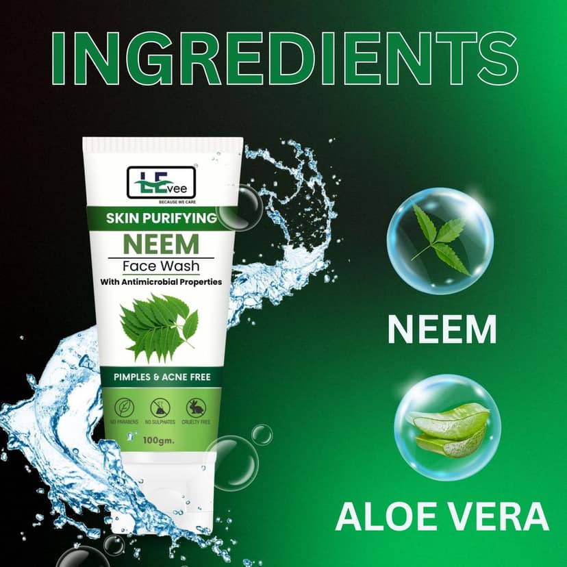 LEvee Skin Purifying Neem Face Wash for Men & Women | pH Balanced Cleanser for Acne & Pimple Control | With Natural Neem & Aloevera | For All Skin Types | 100ml view 3