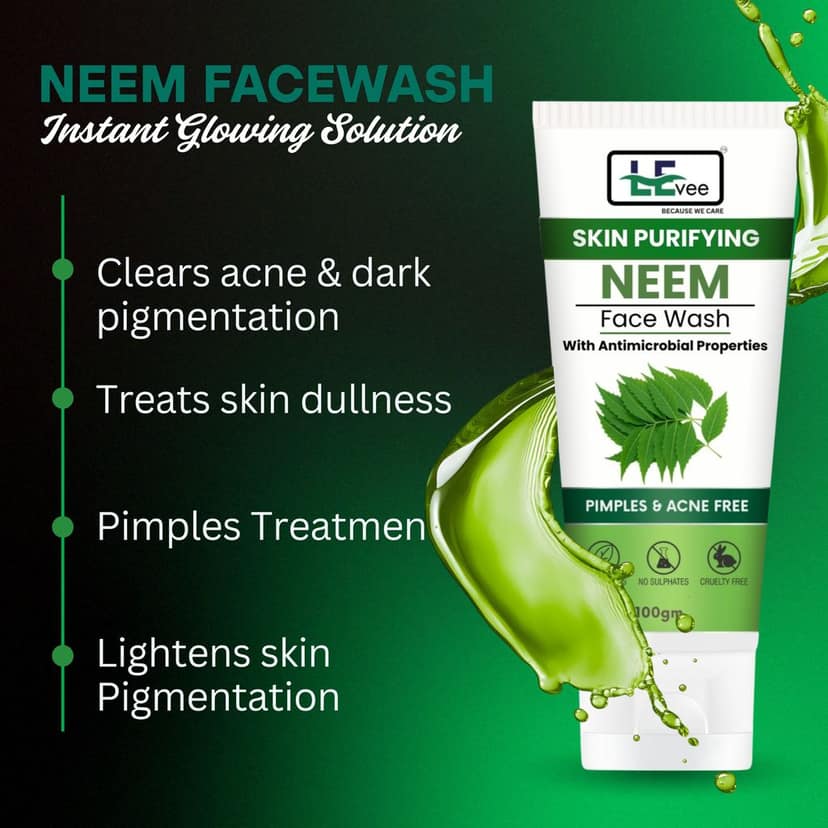 LEvee Skin Purifying Neem Face Wash for Men & Women | pH Balanced Cleanser for Acne & Pimple Control | With Natural Neem & Aloevera | For All Skin Types | 100ml view 4