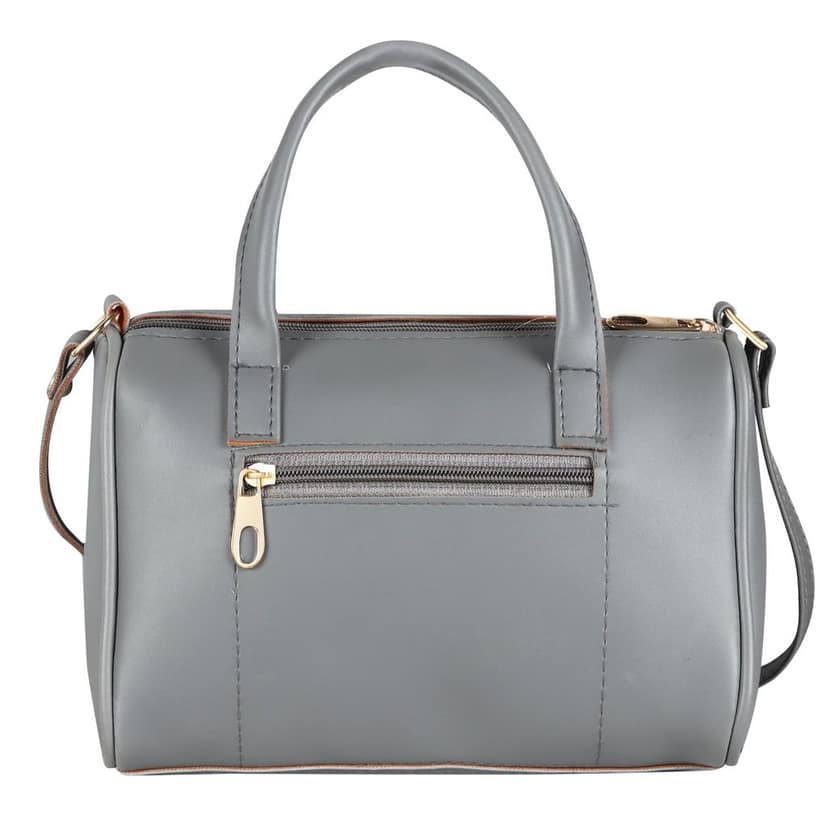 Grey Luxurious Faux Leather Handbag With Teddy Bear For Women And Girls HB19 view 3