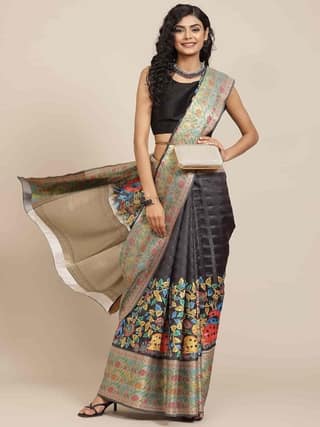 Women's Digital Printed Woven Silk Saree with unstiched blouse piece