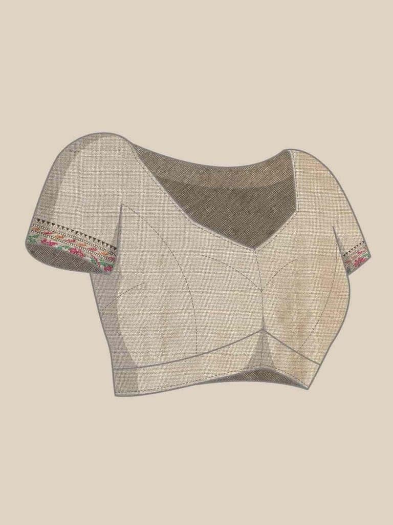 Women's Digital Printed Woven Silk Saree with unstiched blouse piece view 4