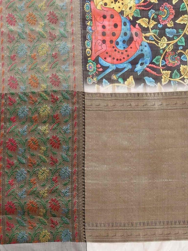 Women's Digital Printed Woven Silk Saree with unstiched blouse piece view 6