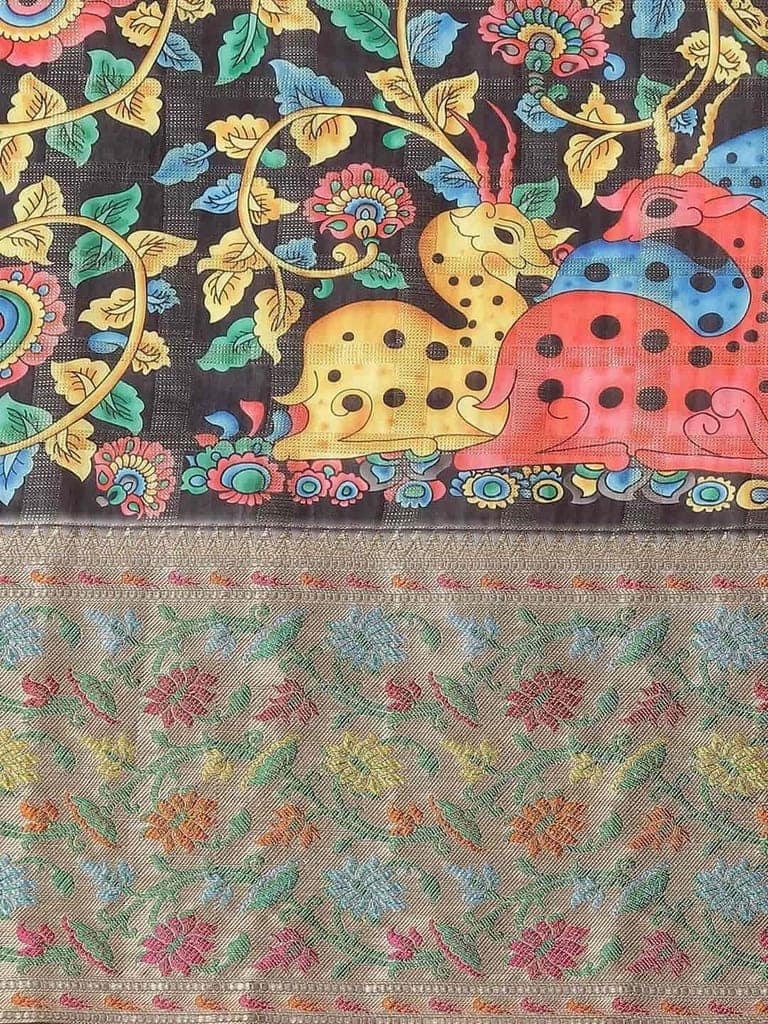 Women's Digital Printed Woven Silk Saree with unstiched blouse piece view 7
