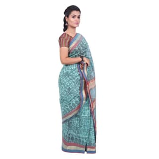 HANDLOOM CHANDERI PRINTED SAREE WITH BLOUSE (SKU - 1SCZ01260221 SAREE- 4)
