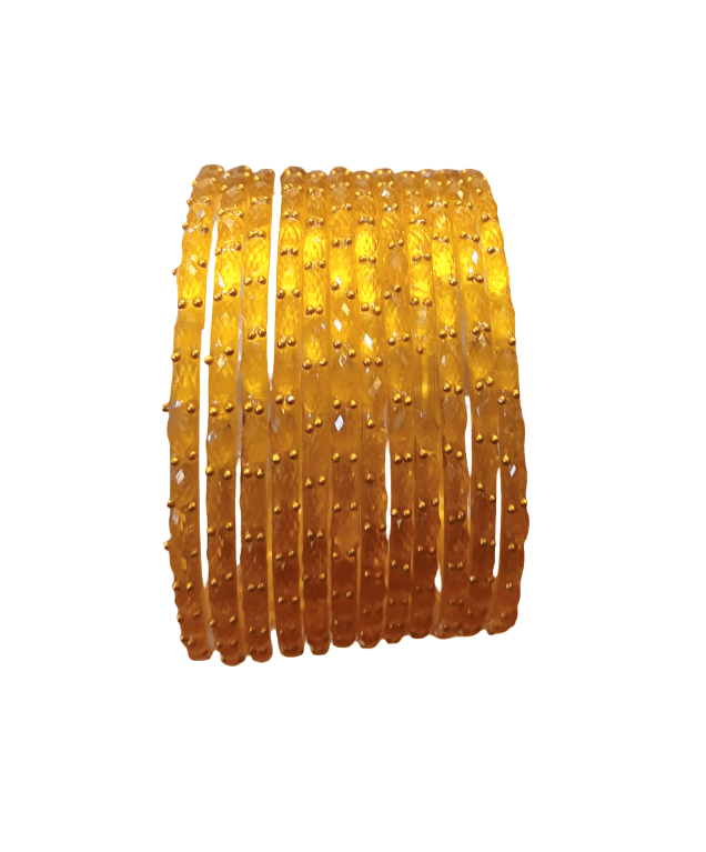 Golden Orange Beaded Stackable Bangles Set for Women view 3