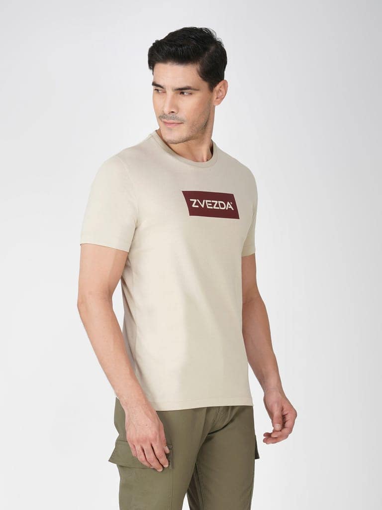 Men’s Branded Lightweight Cotton Round Neck T-Shirt-Grey view 3