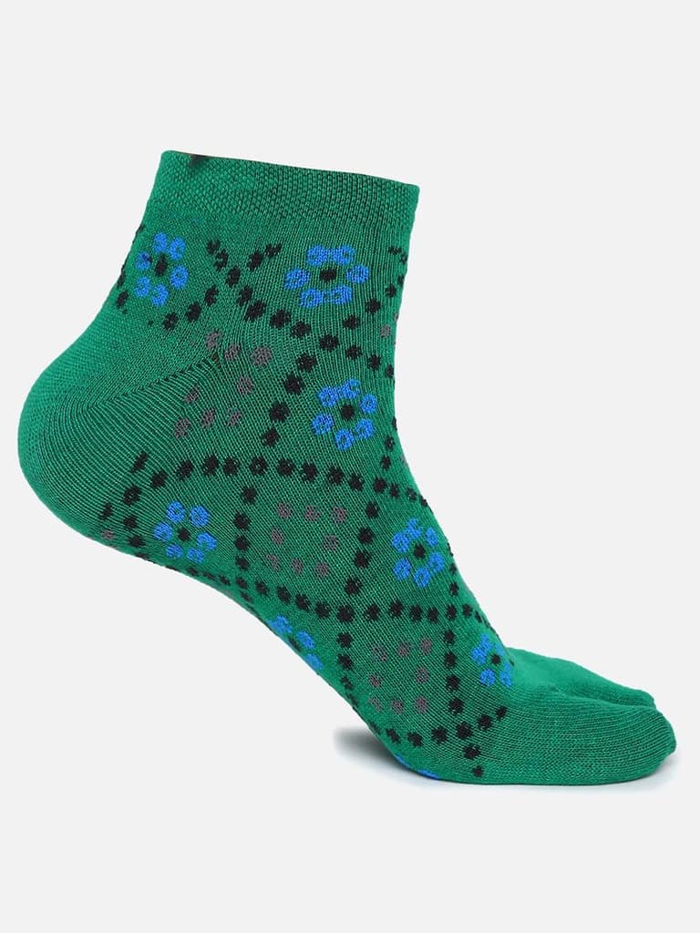 Kolor Fusion Women Ankle Length Bandhani Design Cotton Thumb Socks (Pack of 4) view 3