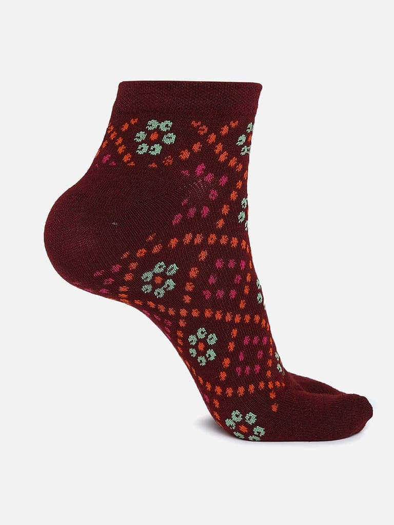 Kolor Fusion Women Ankle Length Bandhani Design Cotton Thumb Socks (Pack of 4) view 5