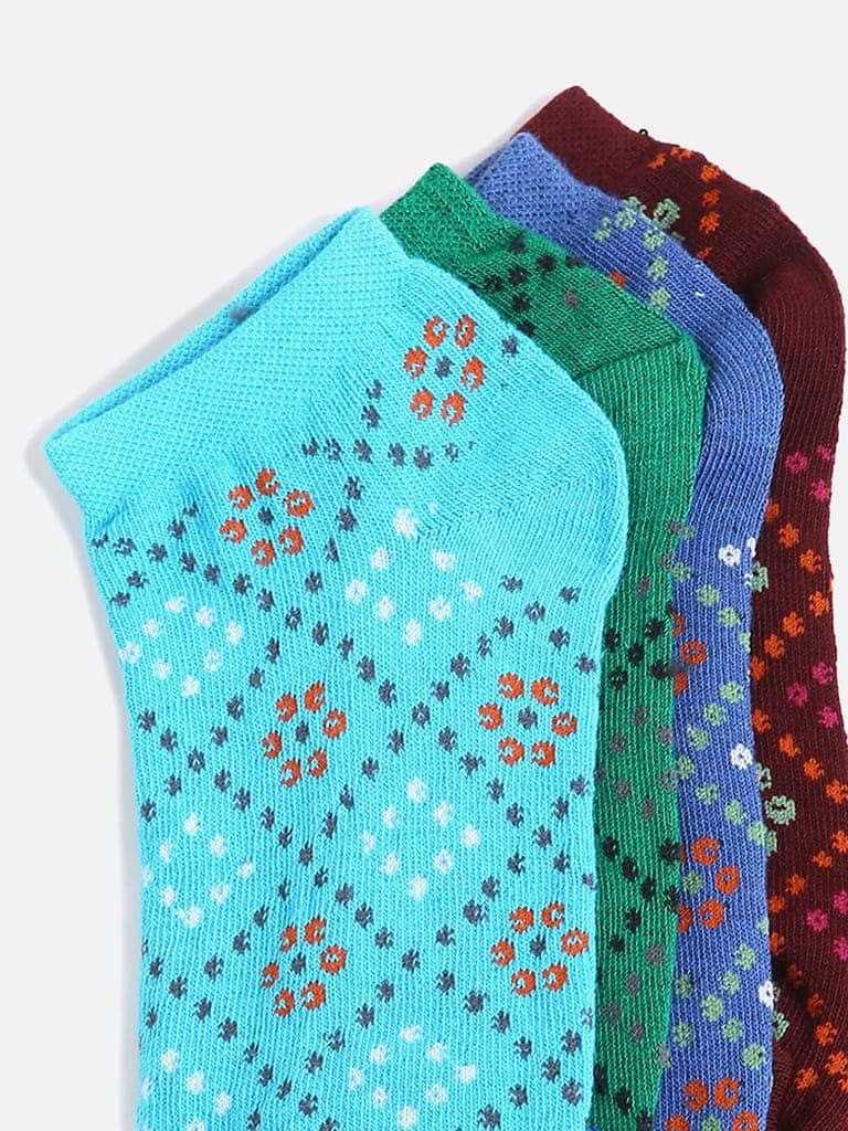 Kolor Fusion Women Ankle Length Bandhani Design Cotton Thumb Socks (Pack of 4) view 7