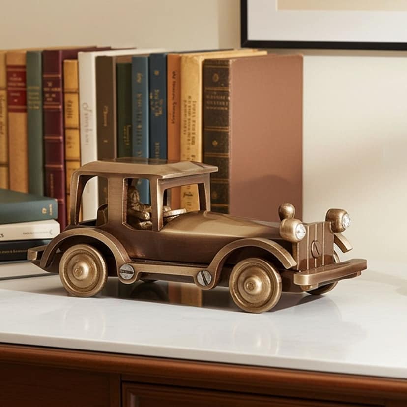 Brass Showpiece Children Playing Car (ZMAS112 A) view 2