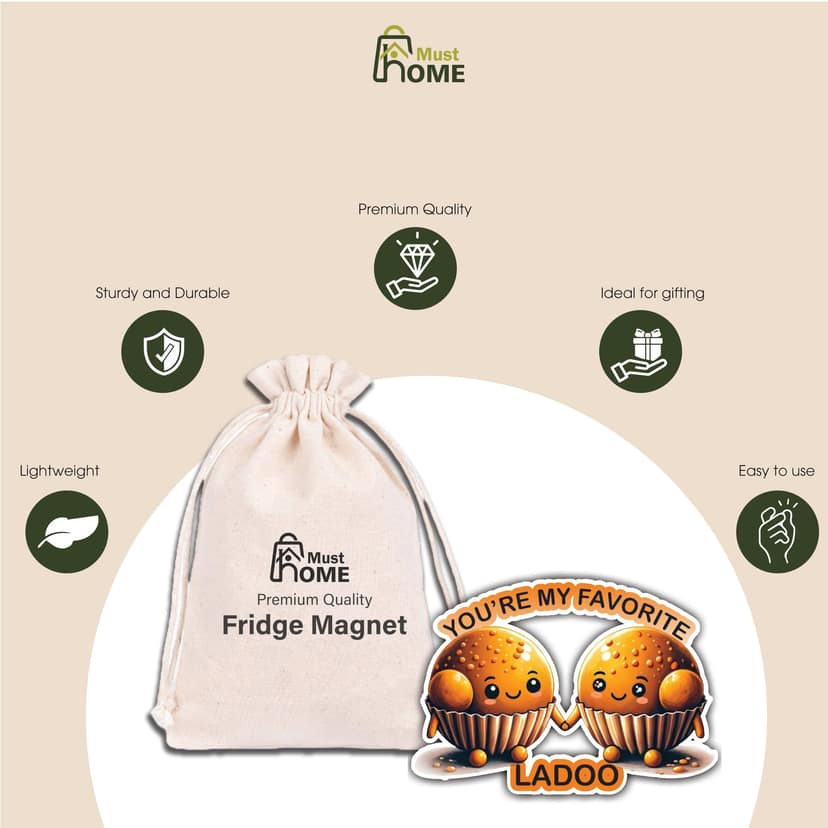 MustHome You're My Favourite Ladoo Wooden Fridge Magnet, Gift for Couples view 4