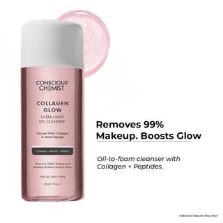 Conscious Chemist Collagen Glow Ultra Light Oil Cleanser, Makeup Remover with Hydrolyzed Collagen - 50ml